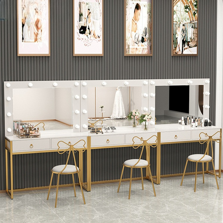 Beauty Makeup School - Coiffeuse avec miroir lumineux, table de