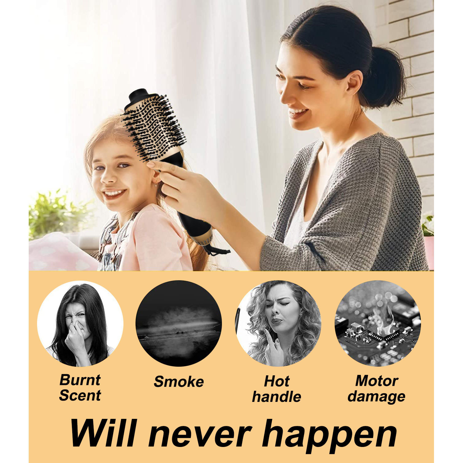 Hair Straightener - Brosse soufflante à air chaud et