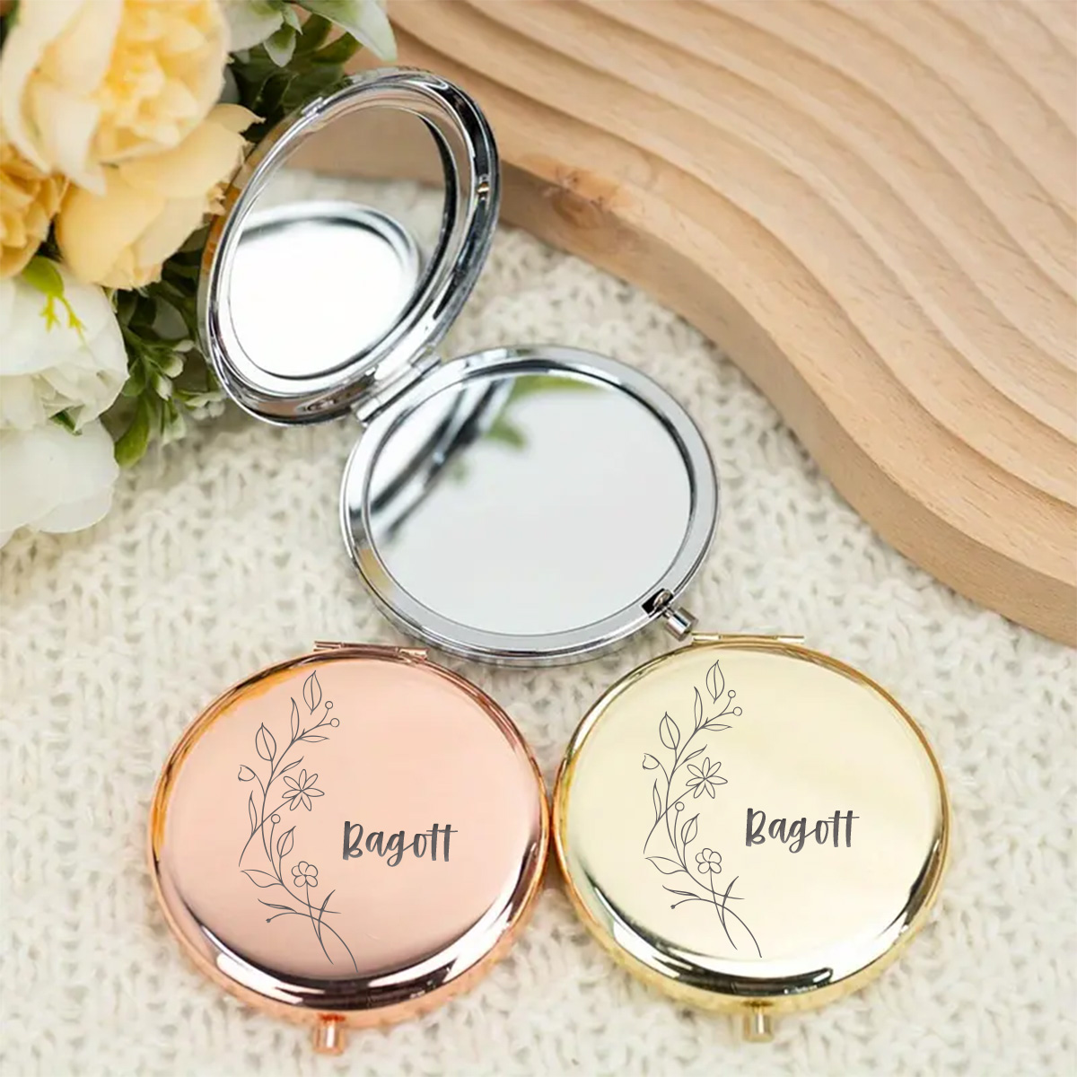 Beauty Makeup Names - 1 pièce Miroir de maquillage personnalisé