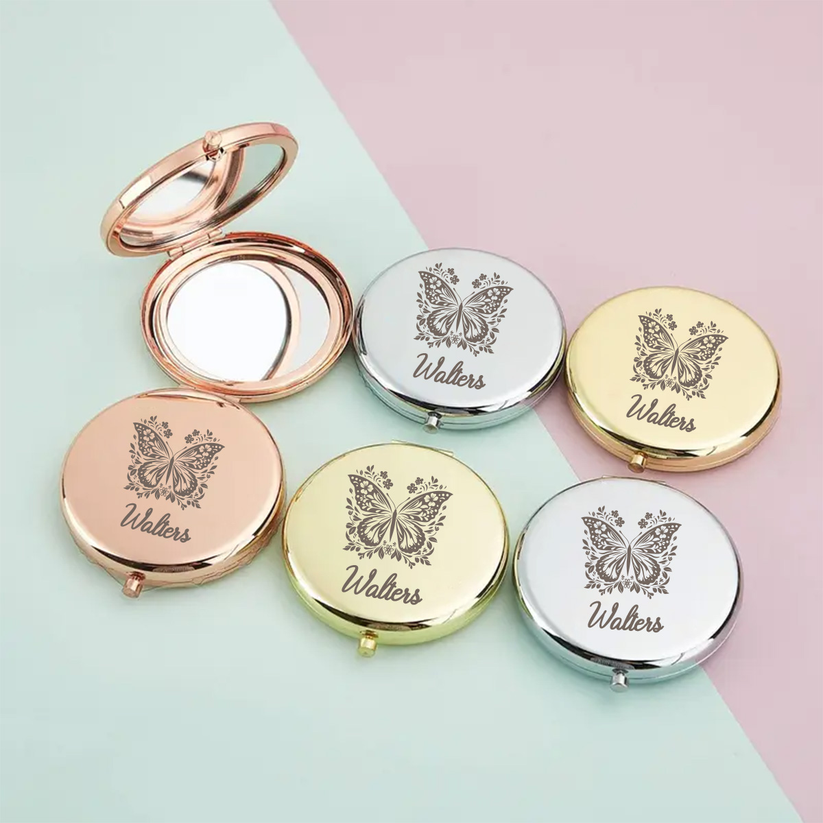 Beauty Makeup Names - Miroir de maquillage personnalisé avec nom,